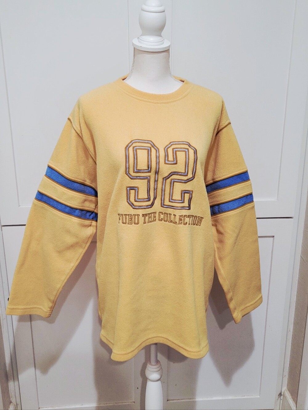 Y2K FUBU The Collection '92' Yellow Polar Fleece Unisex Pullover | Size XL